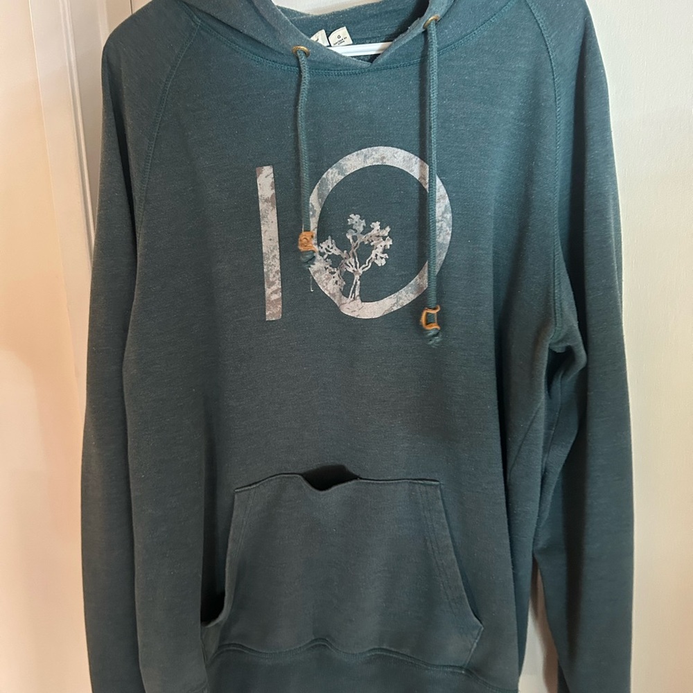 Well loved Tentree Teal Hoodie with Logo